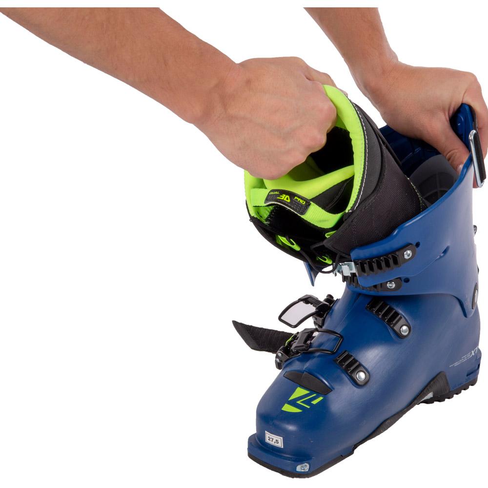 Pulling liner off ski boot