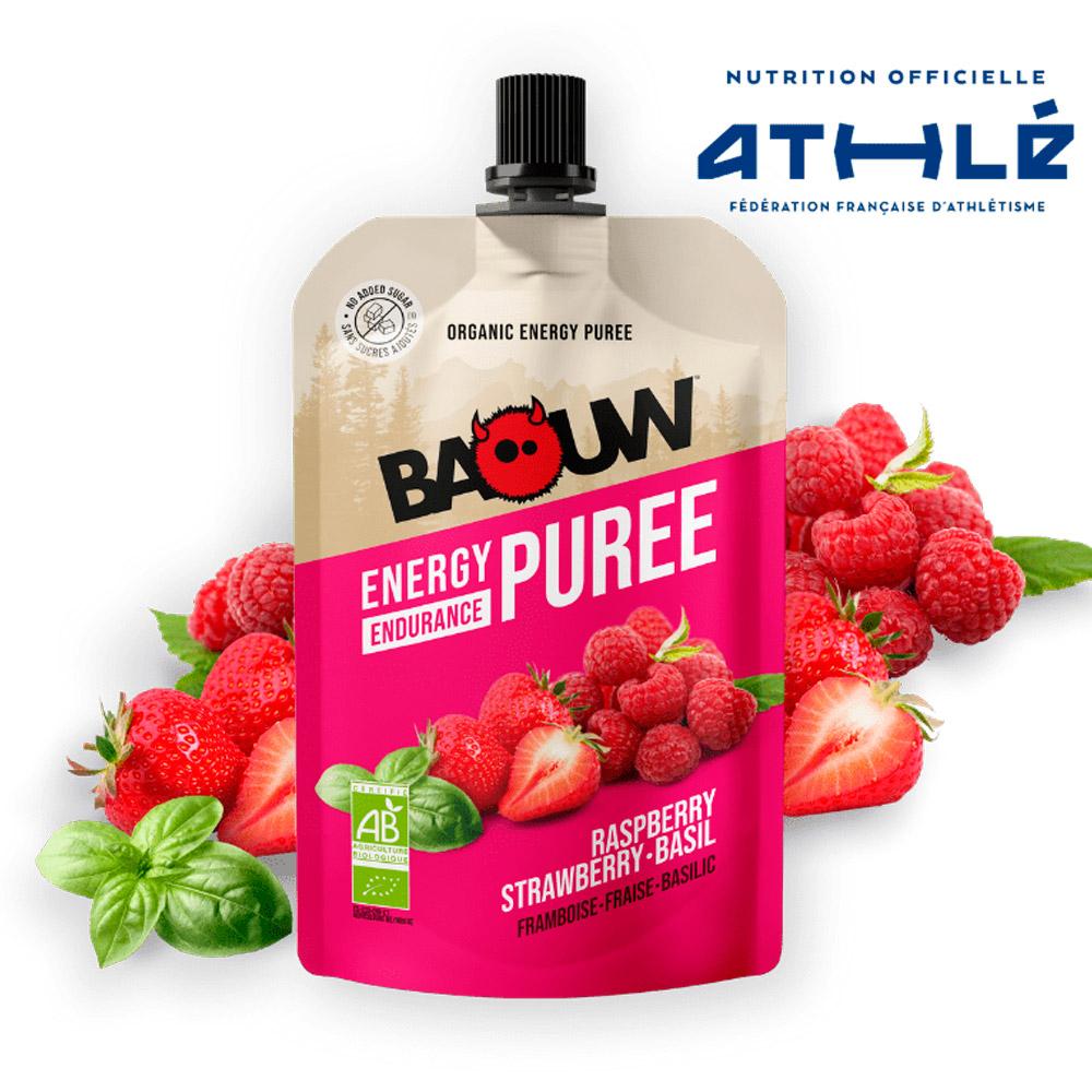Baouw - Compotes Energétiques Bio 90g Framboise - Fraise - Basilic - Energy pouch
