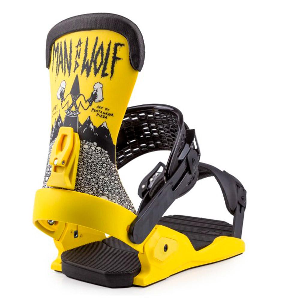 Drake Snowboard binding Fifty Man & Wolf Yellow - Winter 2023 | Glisshop