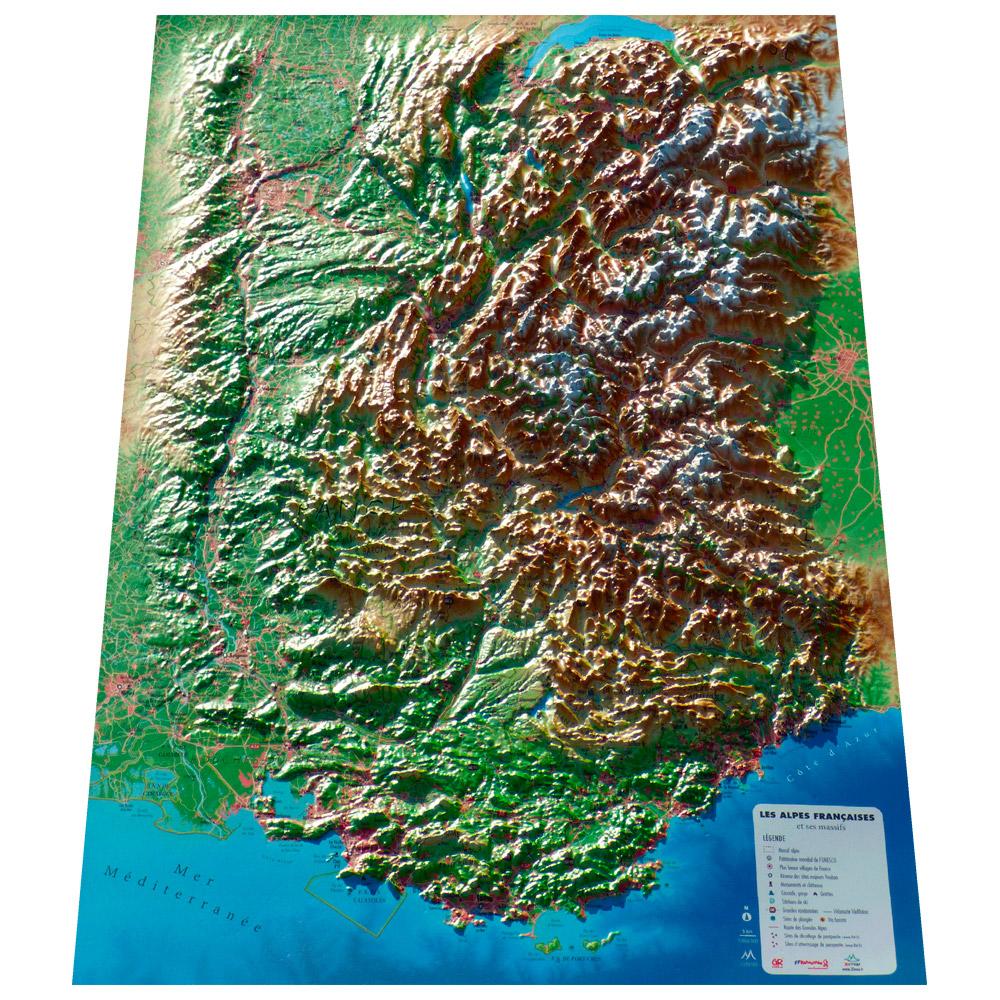 3DMAP - Les Alpes Françaises Et Ses Massifs Alpins - Raised-relief map