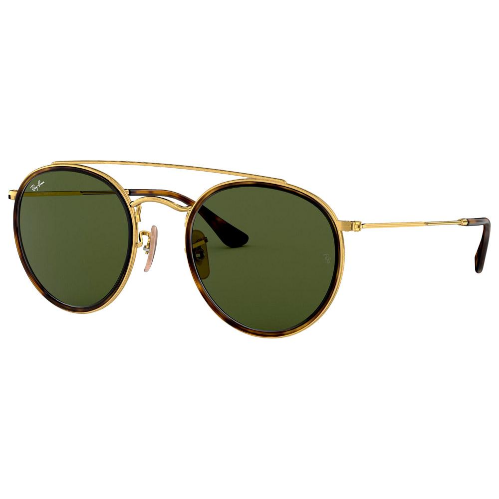 Ray Ban - RB3647N Round Double Bridge Polished Gold Arista Green G-15 - 51 - Sunglasses