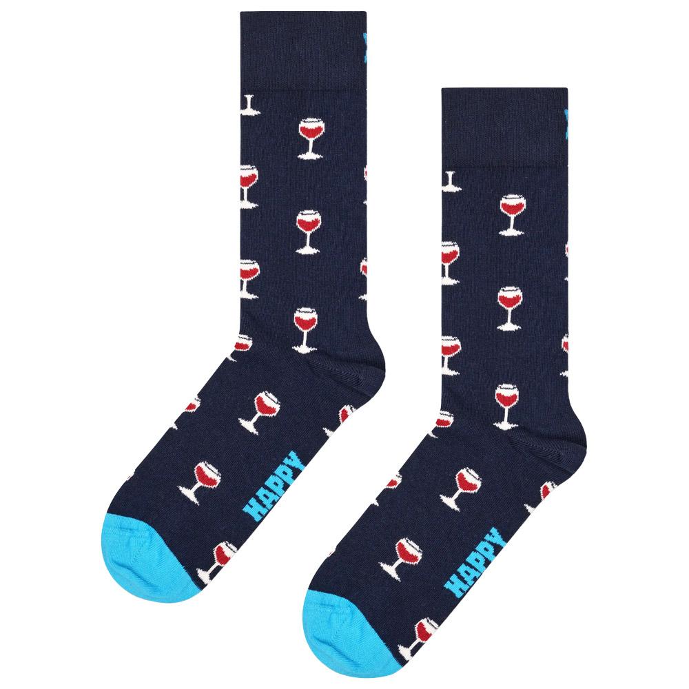 Happy Socks - Crew Socks Glass Of Wine Navy - 41-46 - Socken - Größe 41-46 - Blau - Glisshop.de