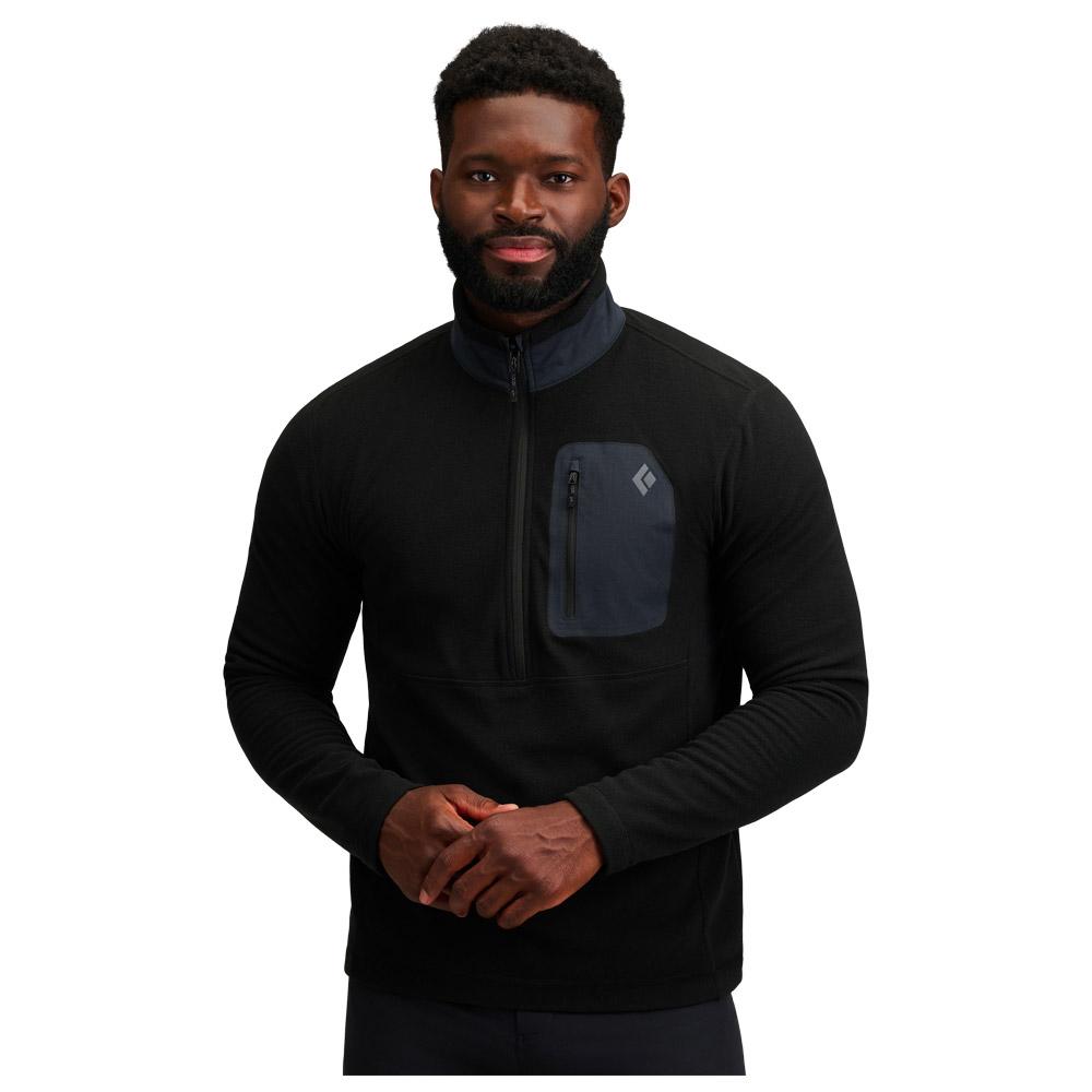 Black Diamond - Rift Half Zip Black Black - XL - Fleece - Größe XL - Schwarz - Herren - Glisshop.de