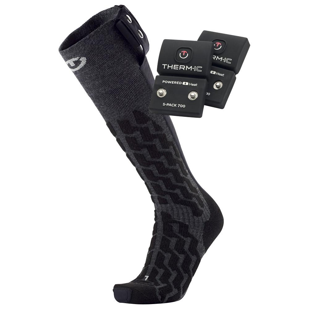 Therm-Ic - Powersock Set Heat Fusion Uni + S-Pack 700 Black Grey - 42-44 - Socks