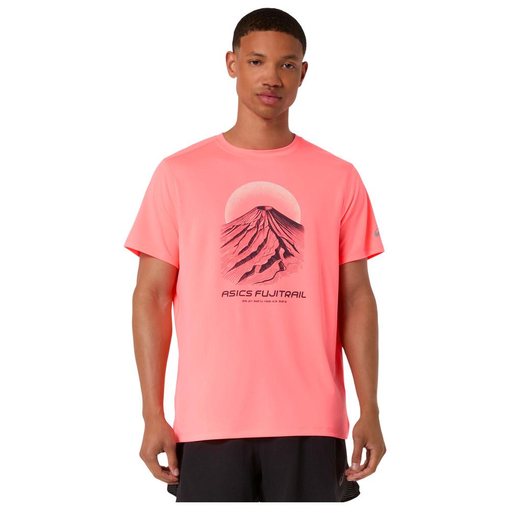 Asics - Fujitrail Logo Short Sleeve Sun Coral - S - Trail tee-shirt