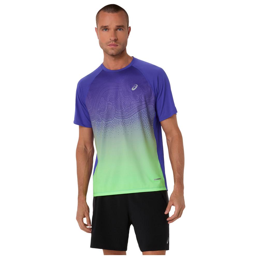 Asics - Road Fade Short Sleeve Cobalt Burst Illuminate Green - M - Trail tee-shirt