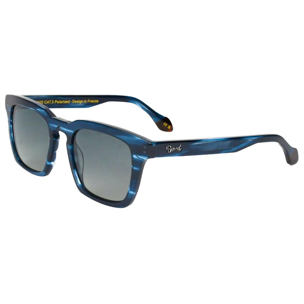 Binocle Eyewear - Matt Shiny Blue Wood Gradient Grey Polarized - Sunglasses