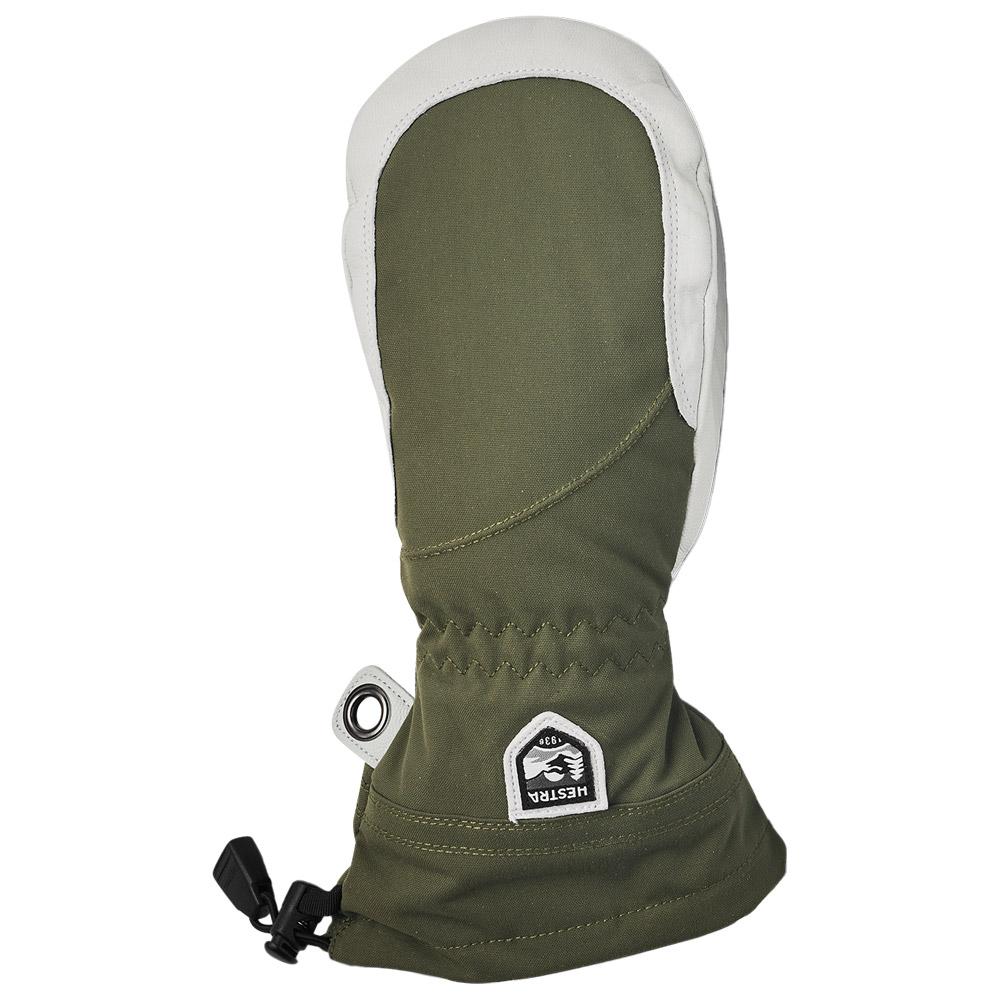 Hestra - Army Leather Heli Ski Female Mitt Olive Offwhite - 8 - Fäustling - Größe 8 - Weiß - Damen - Glisshop.de