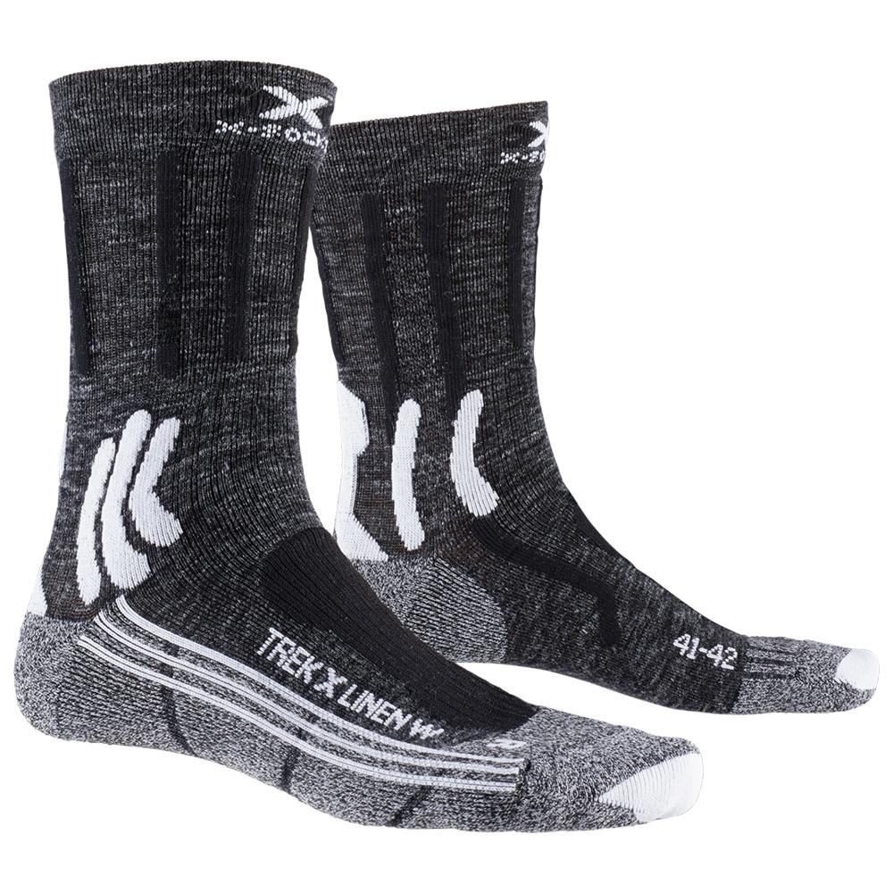 X Socks - Trek X Linen 4.0 Lady Dolomite Grey Melange Opal Black - 35-36 - Socken - Größe 35-36 - Schwarz - Damen - Glisshop.de