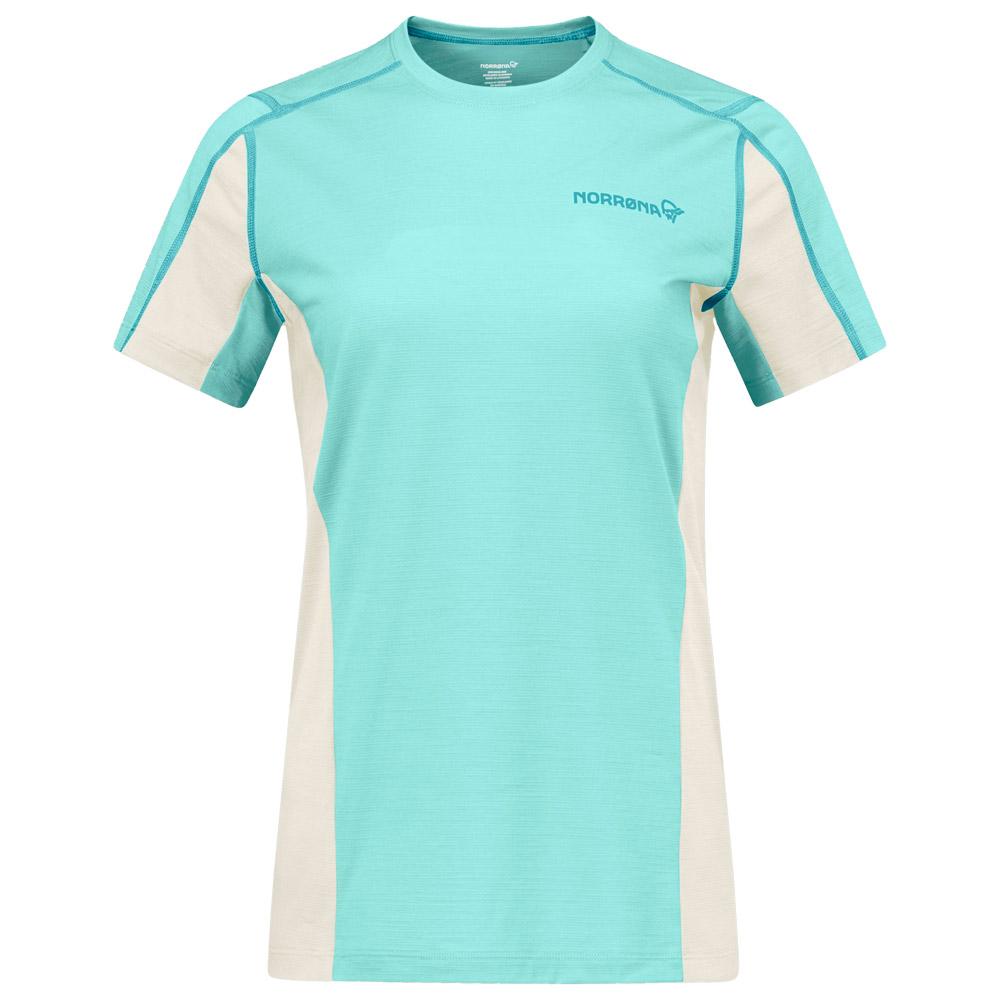 Norrona - Falketind EqualiserUll Ws Aqua Haze Whisper White - XS - Hiking tee-shirt