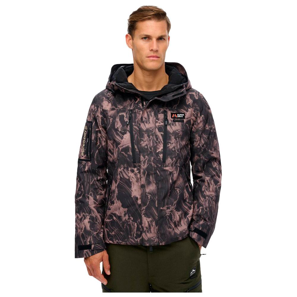 Superdry - Hooded Ski Shell Jacket M's Woodgrain Print - M - Ski Jacket