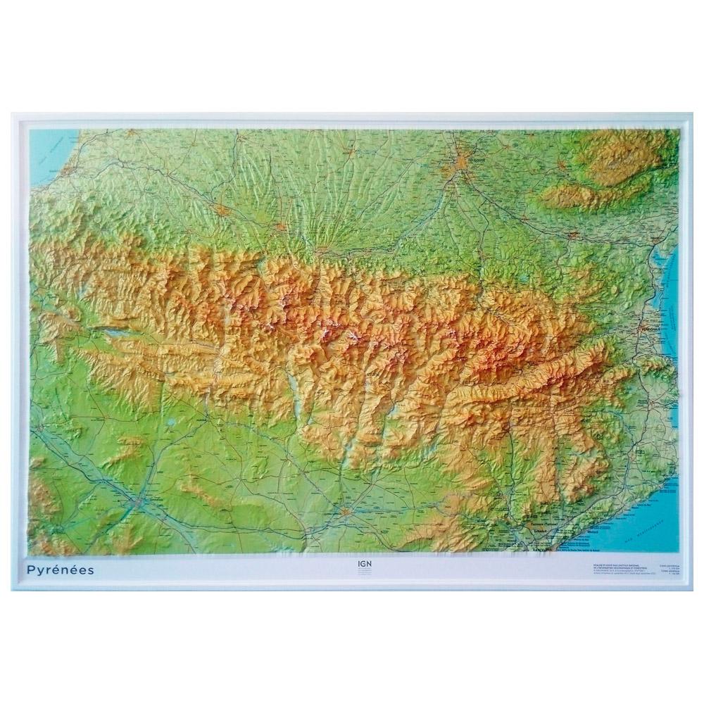 IGN - 60302 Pyrénées 80 cm x 113 cm - Raised-relief map