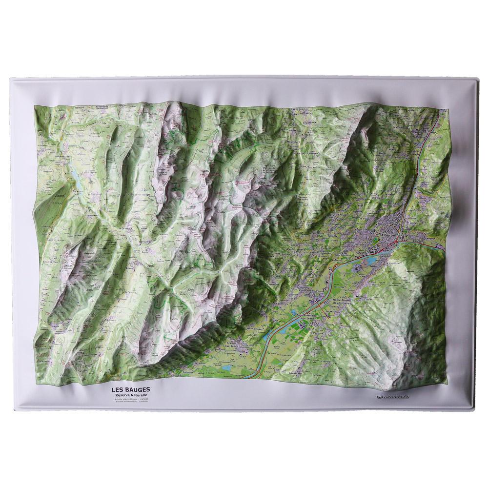 Deniveles - Massif Des Bauges - Raised-relief map