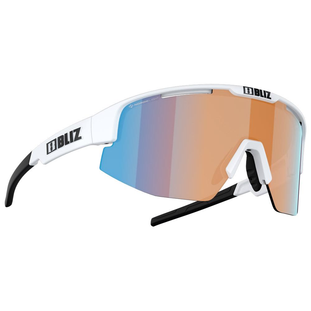 Bliz - Matrix Small Matt White Nano Optics Nordic Orange Blue Mirror - Sunglasses