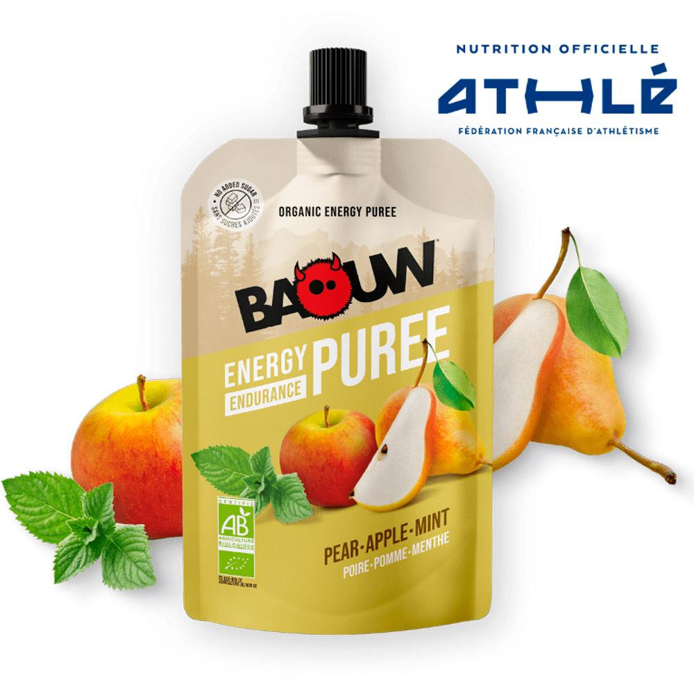 Baouw - Compotes Energétiques Bio 90g Poire - Pomme - Menthe - Energy pouch