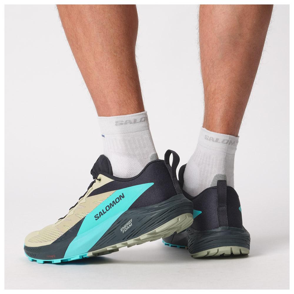 Chaussures de trail Salomon Sense Ride 5 Alfalfa Carbon Peacock Blue Hiver 2025 Glisshop