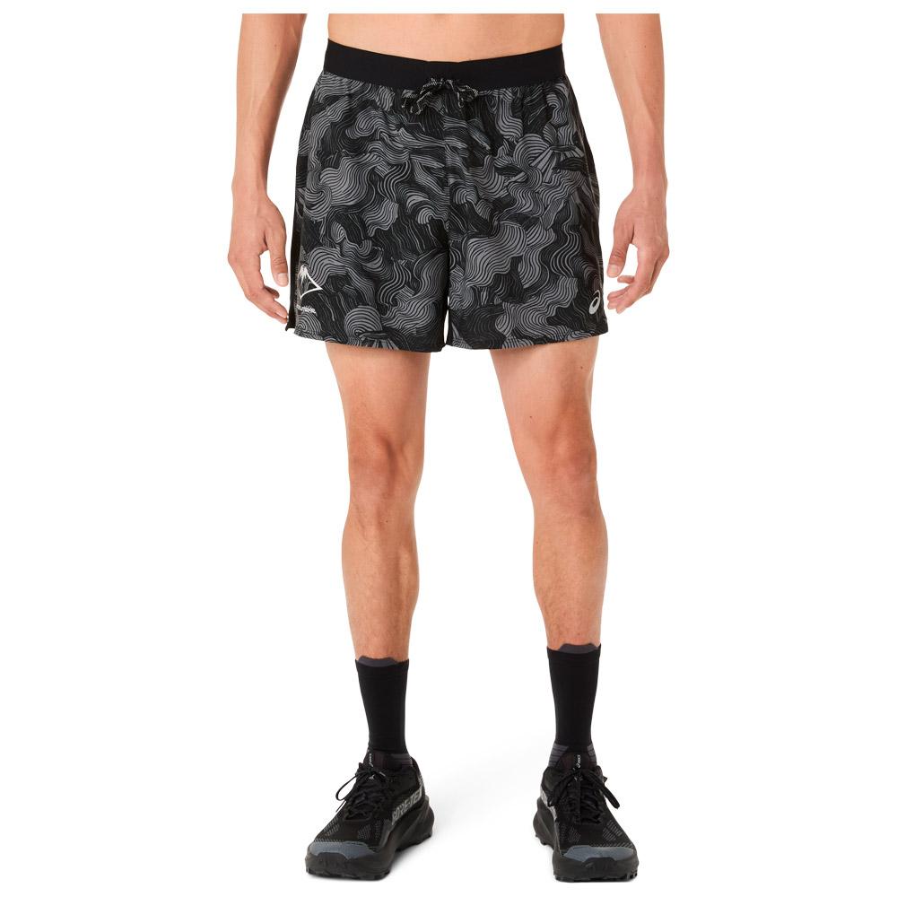 Asics - Fujitrail All Over Print 5In Black Carbon Cream - S - Trail shorts
