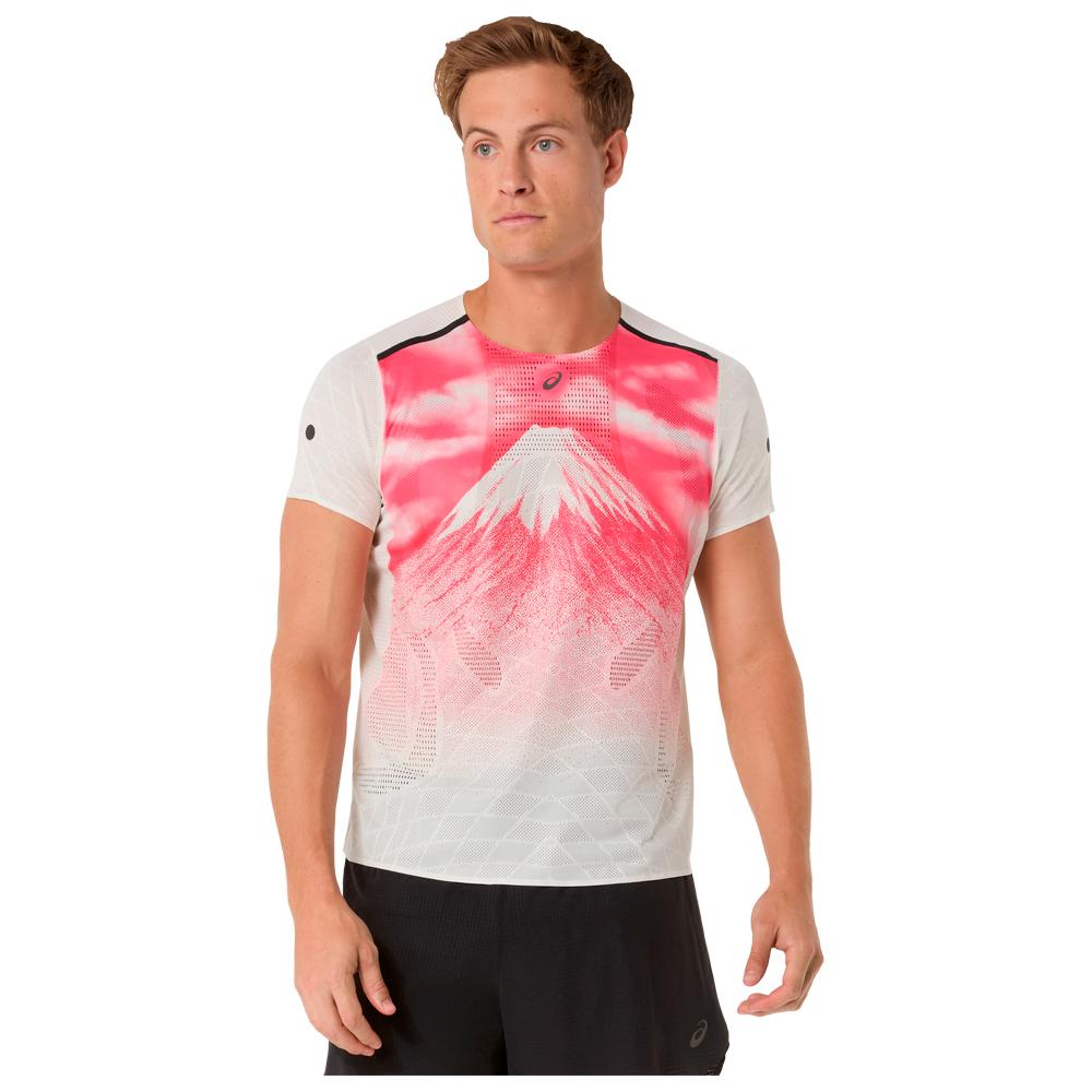 Asics - Fujitrail Elite Graphic Short Sleeve Cream - L - Trail tee-shirt