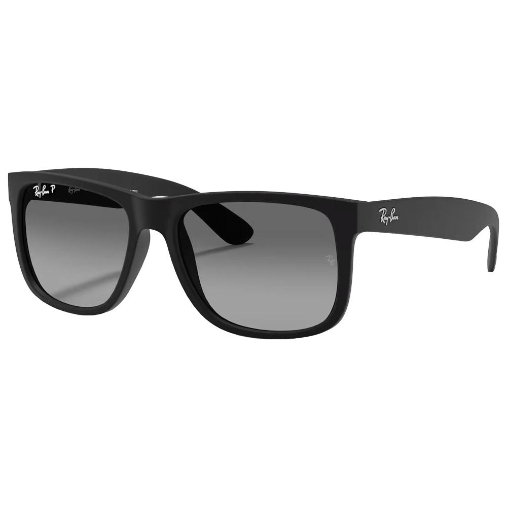 Ray Ban - RB4165 Justin Classic Matte Rubber Black Light Grey Gradient Brown Polarized - 54 - Sunglasses