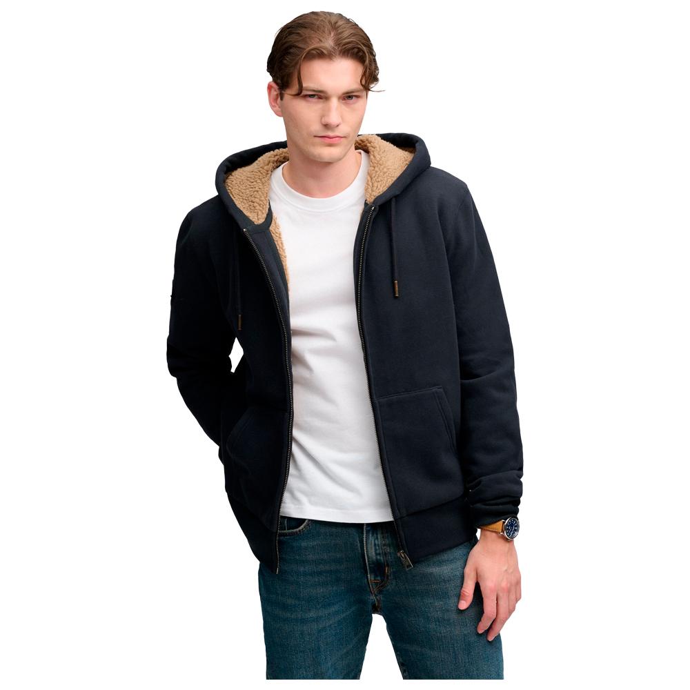 Superdry - Borg Lined Zip Hoodie Eclipse Navy - L - Sweatshirt