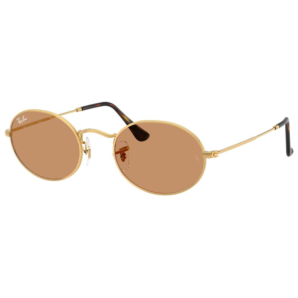Ray Ban - RB3547 Oval Metal Polished Gold Brown - 51 - Sunglasses