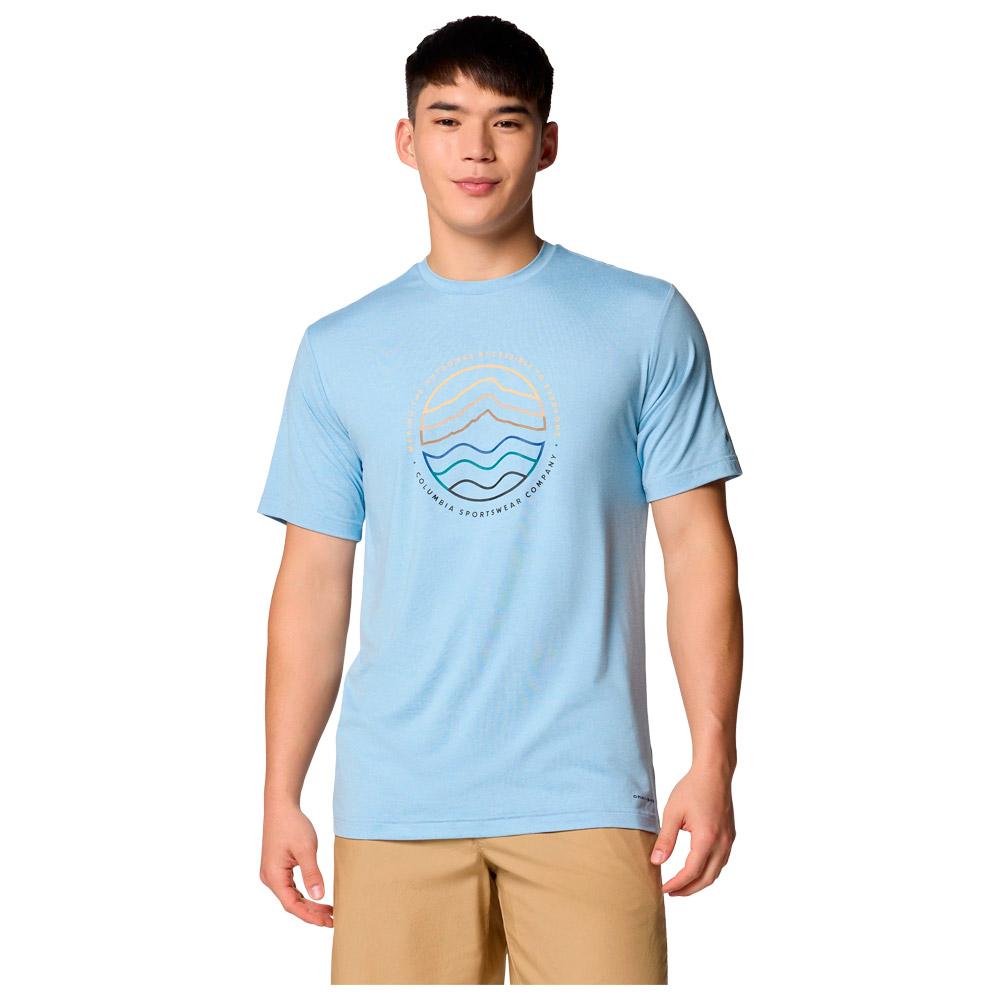 Columbia - Kwick Hike Graphic Ss Tee Ripple Blue Heather Peaked Lifestyle - S - Hiking tee-shirt