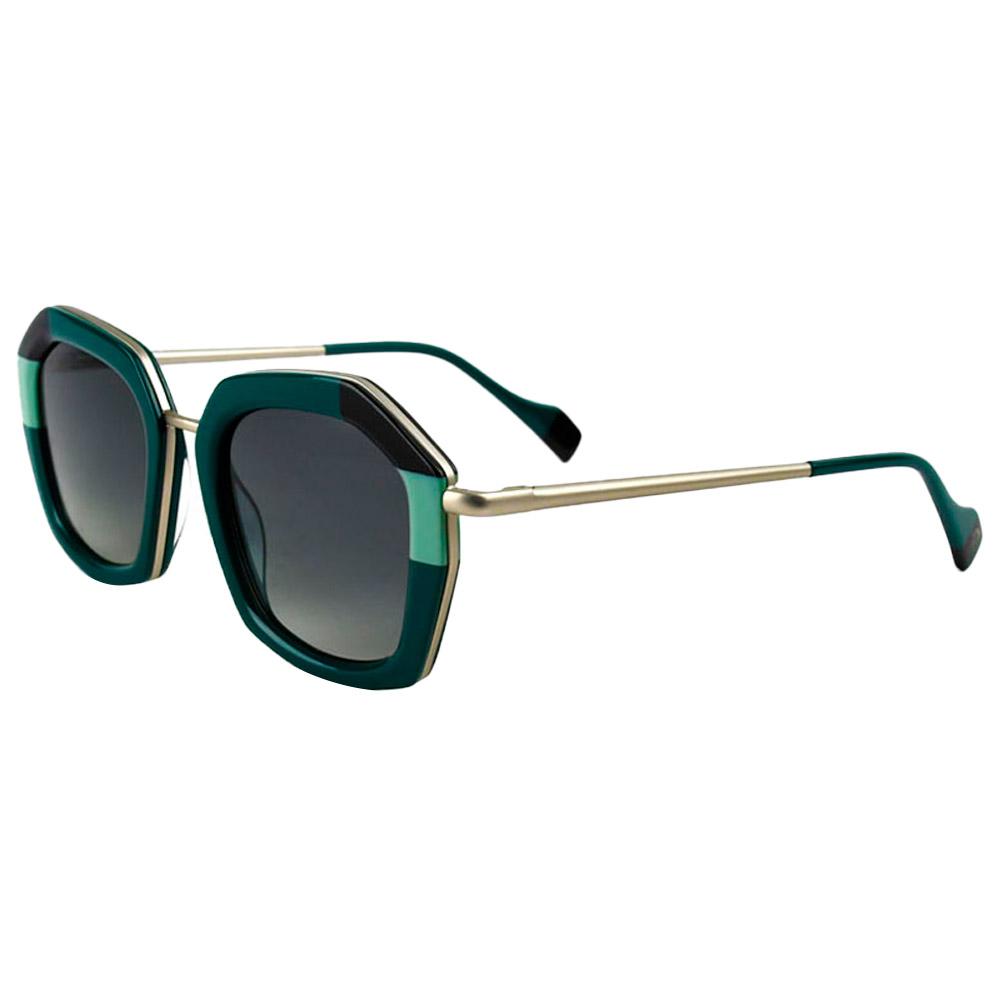 Binocle Eyewear - Rosalia Silver Dark Green Pastel Gradient Grey Polarized - Sunglasses