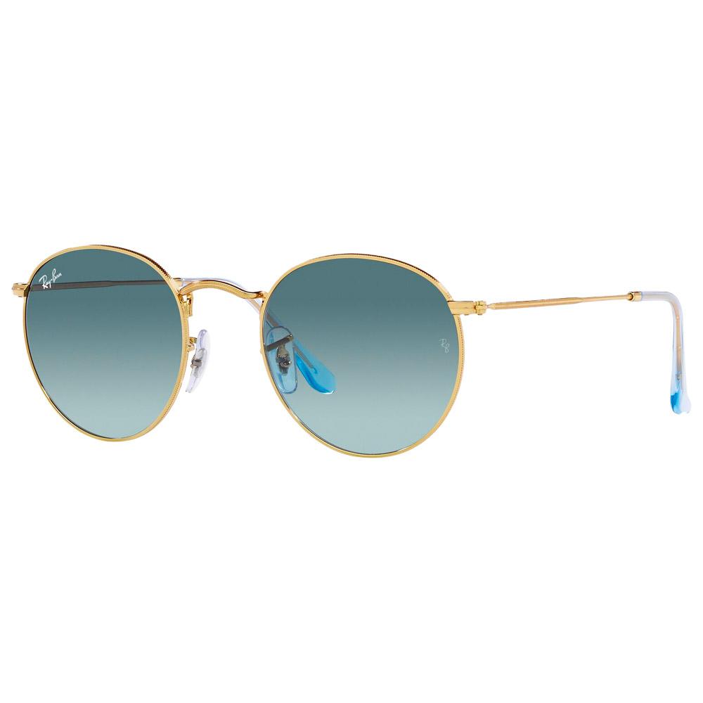 Ray Ban - RB3447 Round Metal Polished Gold Blue - 50 - Sunglasses