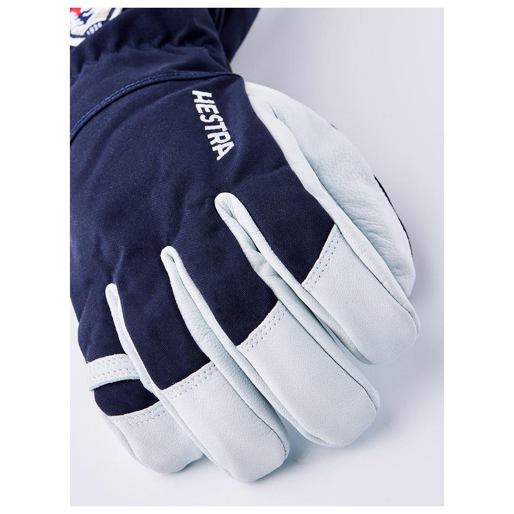 Hestra Heli Ski Womens Handschoen - Klassieke 3-Vinger Lederen Sneeuwhandschoen voor Skiën, Snowboarden en Bergbeklimmen (Women's Fit) - Lichtgrijs/Offwhite - 8