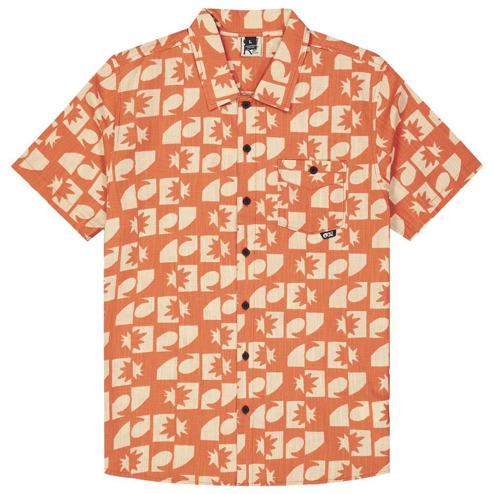 Picture - Mataikona Short Sleeve Shirt Sunset Waves Print - S - Hemd - Größe S - Sunset Waves Print - Herren - Glisshop.de