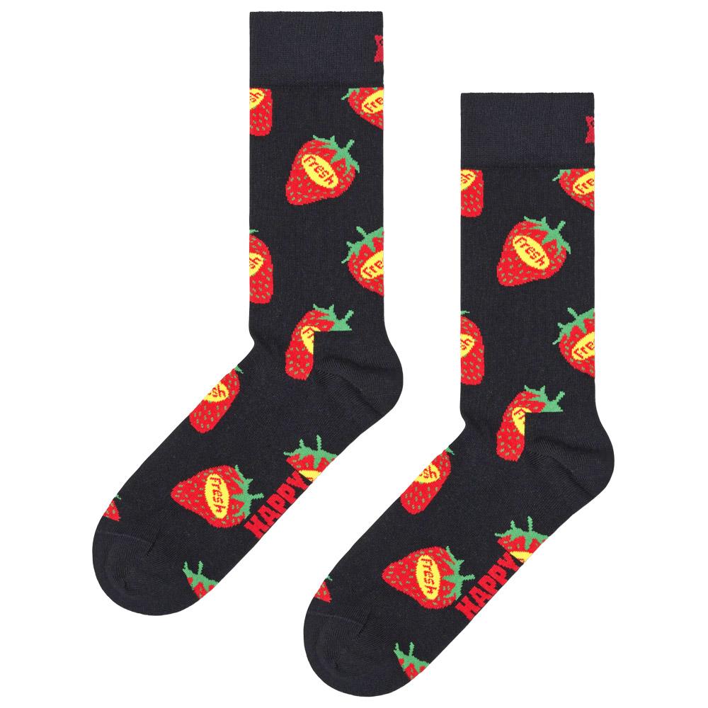 Happy Socks - Crew Socks Strawberry Fresh Black - 41-46 - Socken - Größe 41-46 - Schwarz - Glisshop.de