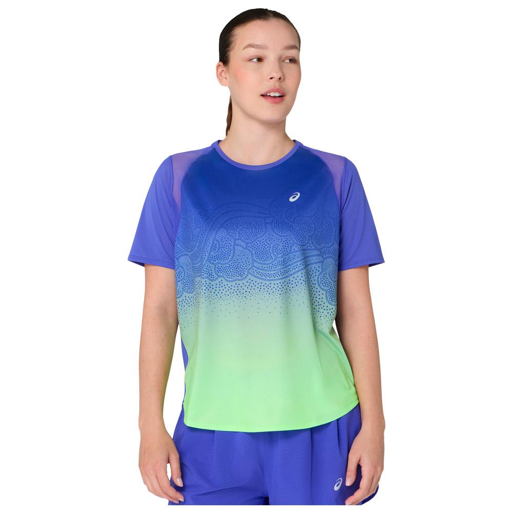 Asics - Road Fade Short Sleeve W Cobalt Burst Illuminate Green - S - Trail T-Shirt - Größe S - Grün - Damen - Glisshop.de