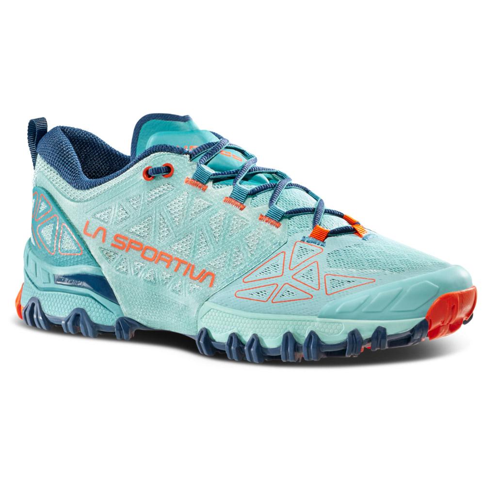 La Sportiva - Bushido II Woman Lagoon Cherry Tomato - 37 - Trailrunning-Schuhe - Größe 37 - Lagoon Cherry Tomato - Damen - Glisshop.de