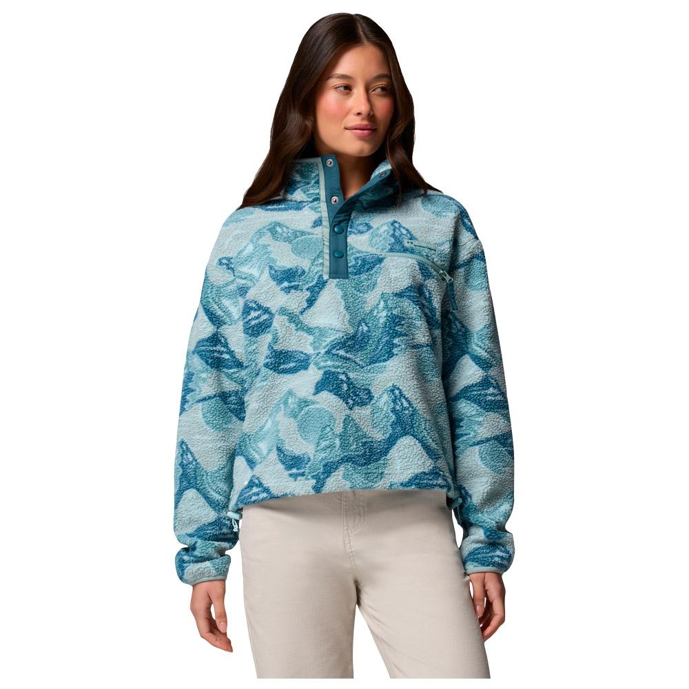 Columbia - Helvetia II Printed Cropped Half Snap W Marine Light Sunscape - L - Fleece - Größe L - Marine Light Sunscape - Damen - Glisshop.de