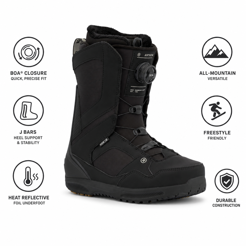 ride anthem snowboard boots 2021 Men's 2026 Black / 8.5 From progressing riders to laid Ride Anthem BOA