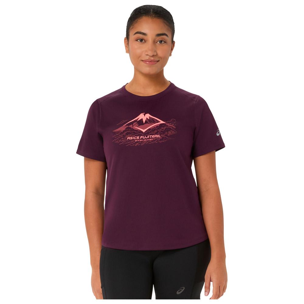 Asics - Fujitrail Logo Short Sleeve W Dark Aubergine - XS - Trail tee-shirt