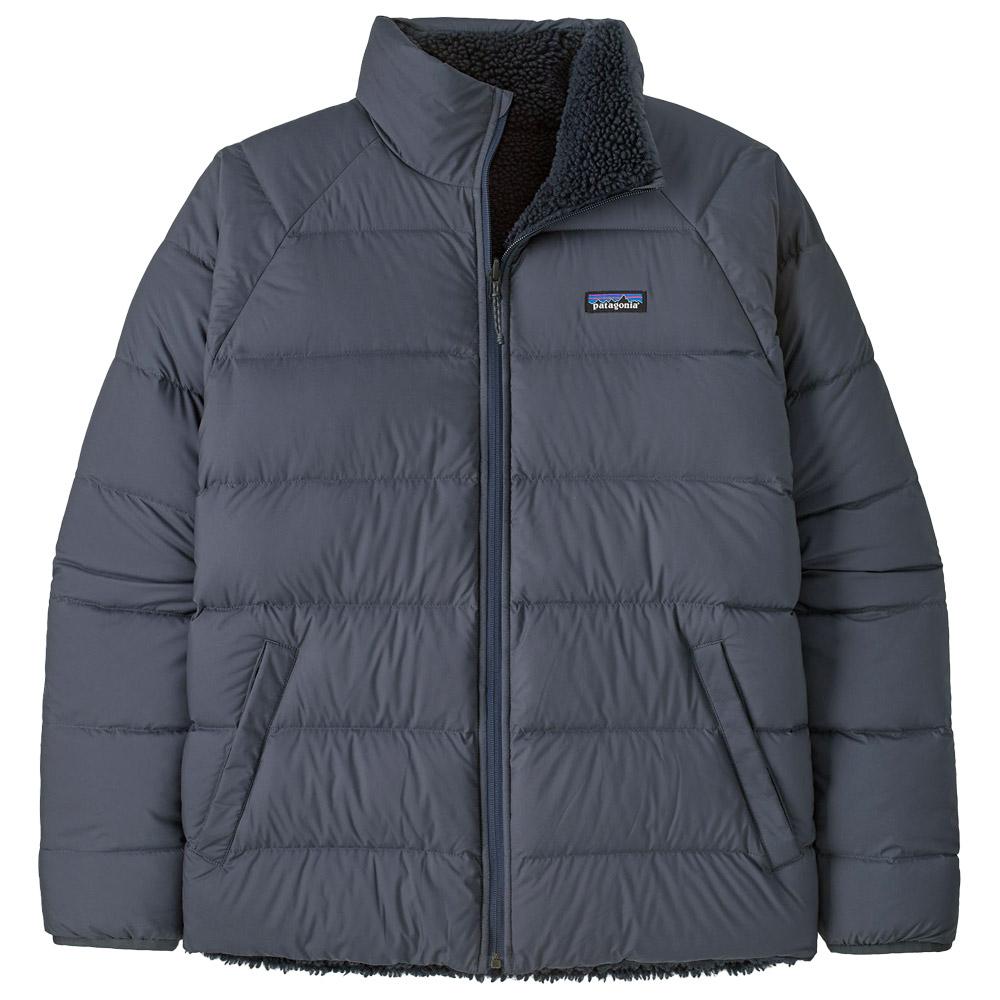Patagonia - M's Reversible Silent Down Jacket Smolder Blue - L - Down jackets