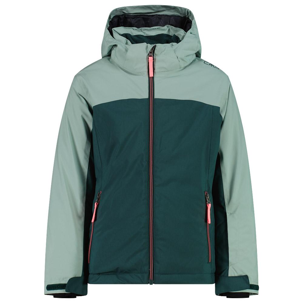 CMP - Kid Girl Jacket Snaps Hood Trek Green - 152 - Ski Jacket