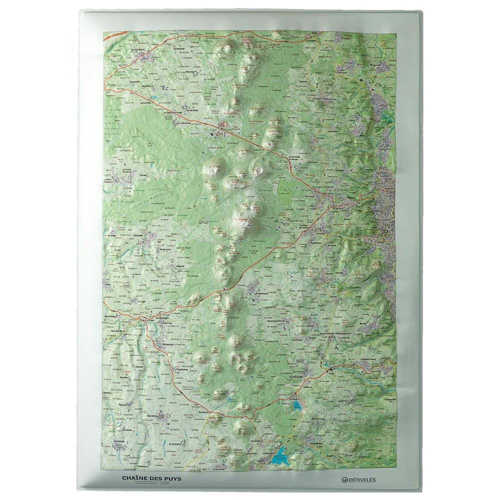 Deniveles - Chaine Des Puys - Raised-relief map