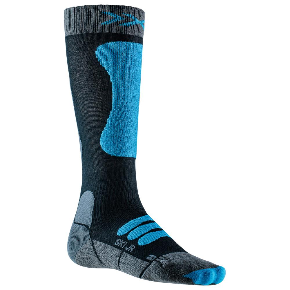 X Socks - Ski Junior 4.0 Anthracite Melange Galactic Blue - 24-26 - Socken - Größe 24-26 - Blau - Glisshop.de