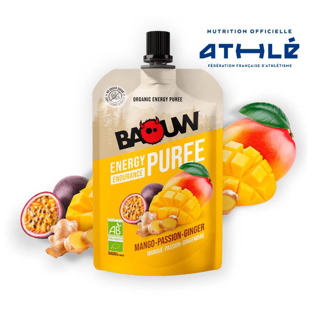 Baouw - Compotes Energétiques Bio 90g Mangue - Passion - Gingembre - Energy pouch