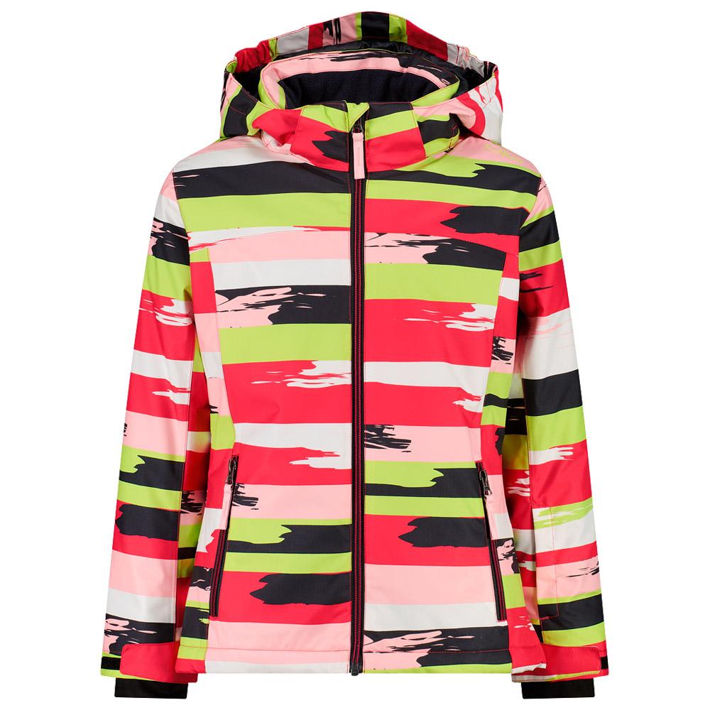 CMP - Kid Girl Jacket Snaps Hood Bianco Carminio Apple - 140 - Ski Jacket