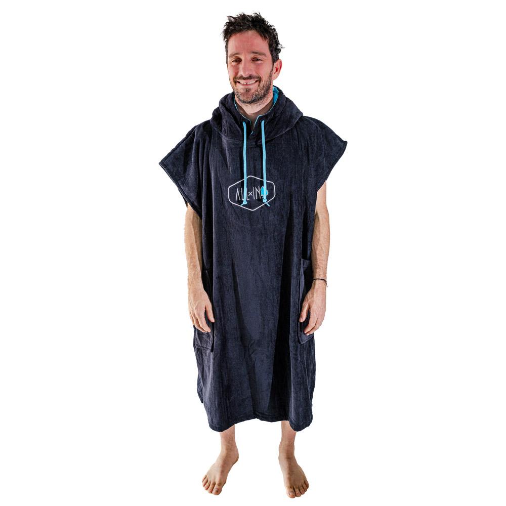 All-In - Classic Flash Line Ponchos Black Turquoise - Changing Robe