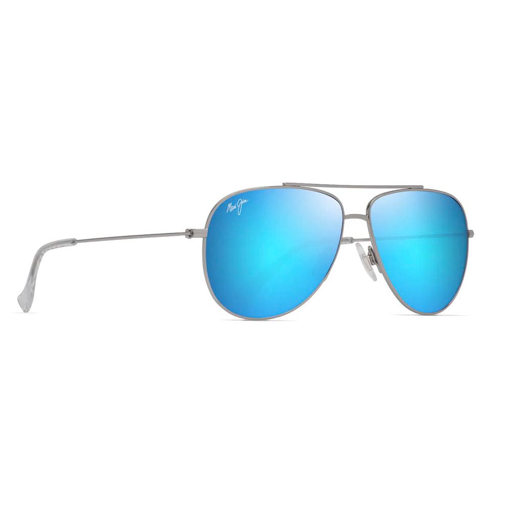 Maui Jim - Hauoli Xs Crystal Shiny Silver Blue Hawaii MauiPure - Sunglasses