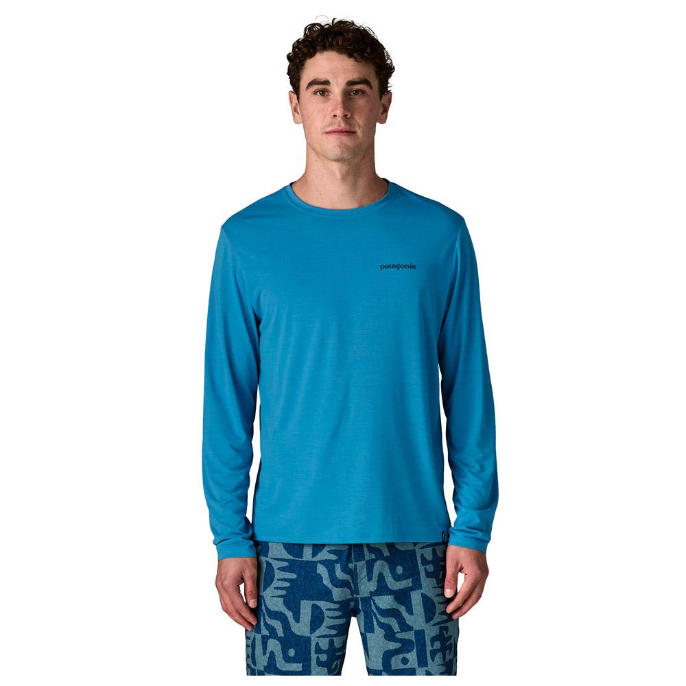 Patagonia - Long Sleeve Cap Cool Daily Boardshort Logo Shore Blue Light Shore Blue X Dye - XL - Wander-T-Shirt - Größe XL - Blau - Herren - 