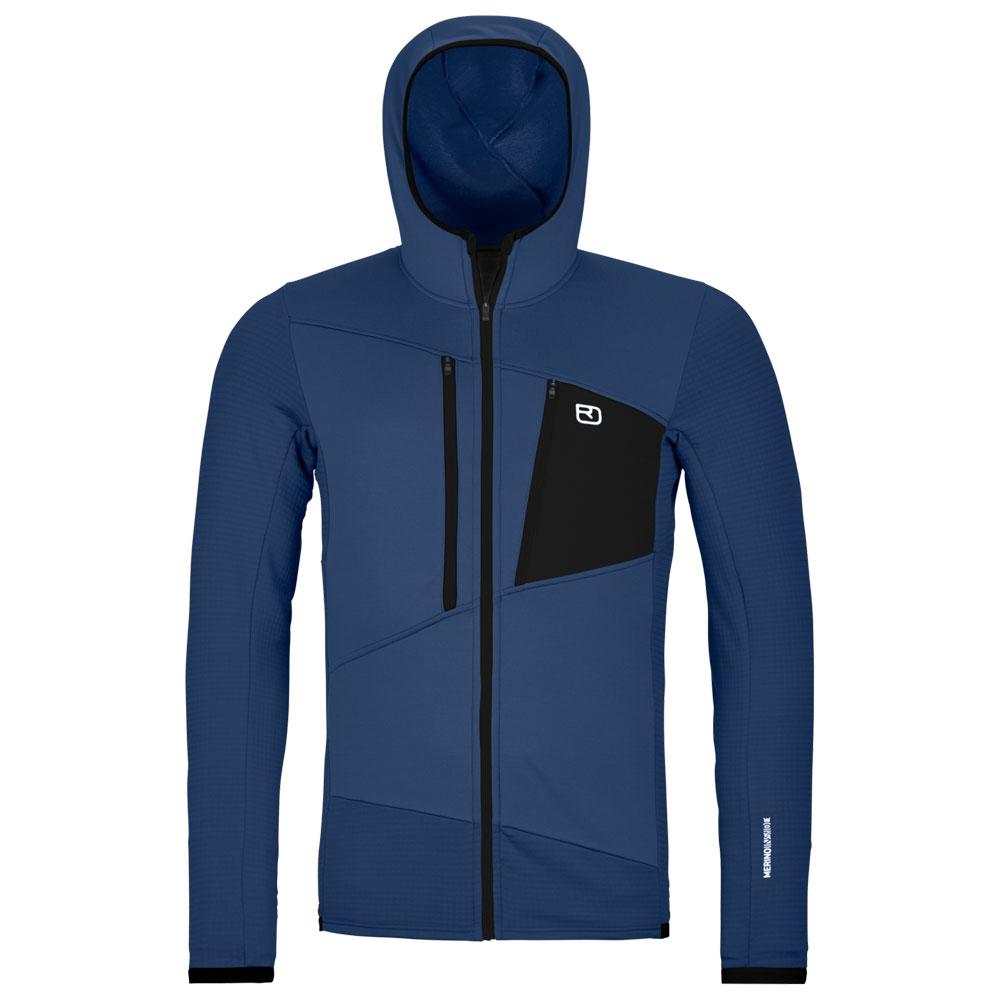Ortovox - Fleece Grid Hoody M Blue Nunatak - S - Fleece