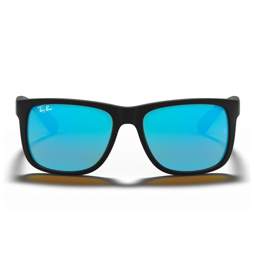 Ray Ban Occhiali da sole RB4165 Justin Color Mix Matte Rubber Black Mirror Blue  Ray Ban Occhiali da sole RB4165 Justin Color Mix Matte Rubber Black Mirror Blue