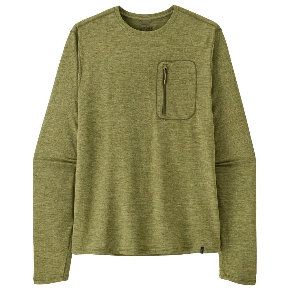 Patagonia - Long Sleeve Cap Cool Sun Caper Green Buckhorn Green X Dye - M - Wander-T-Shirt - Größe M - Grün - Herren - Glisshop.de