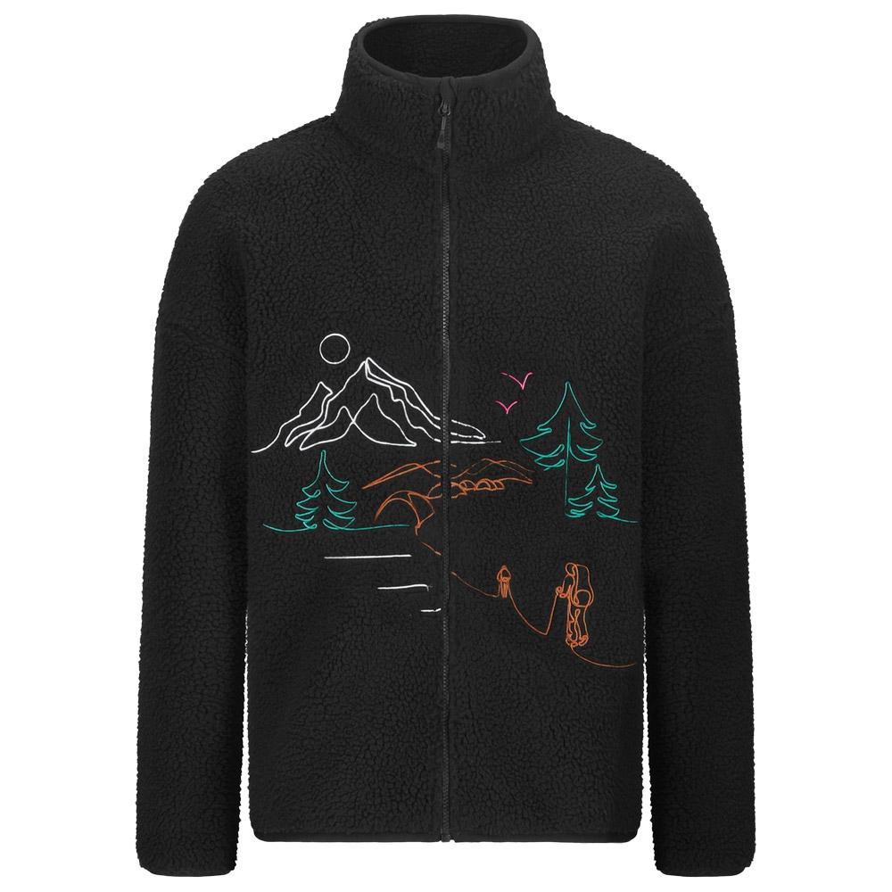 Picture - Hafdals Embroidered Zip Black - L - Fleece