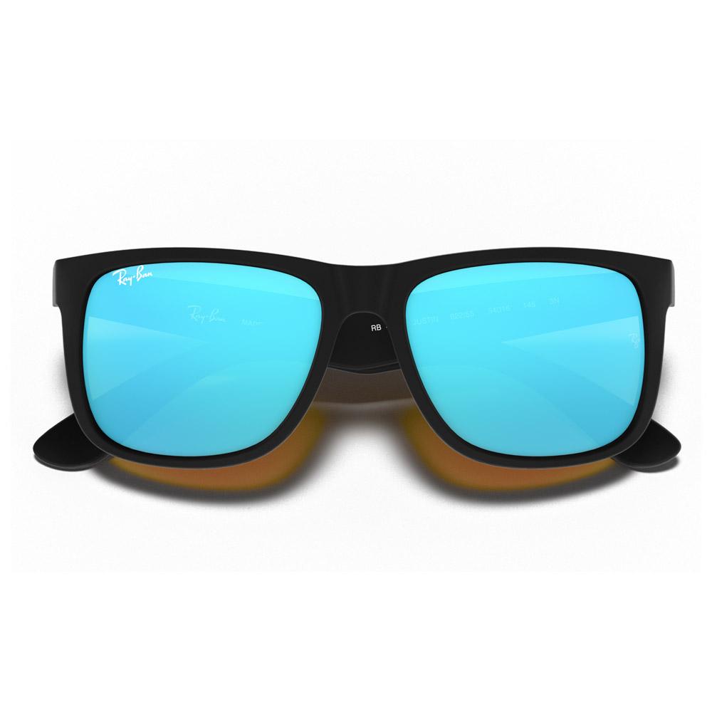 Ray Ban Occhiali da sole RB4165 Justin Color Mix Matte Rubber Black Mirror Blue  Ray Ban Occhiali da sole RB4165 Justin Color Mix Matte Rubber Black Mirror Blue